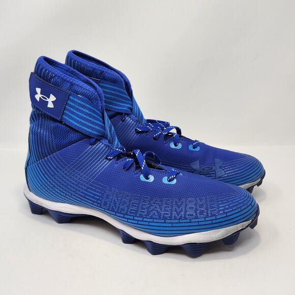 Under Armour Highlight Franchise Blue Football Cleats Men Size 9.5 High Top - Picture 1 of 8
